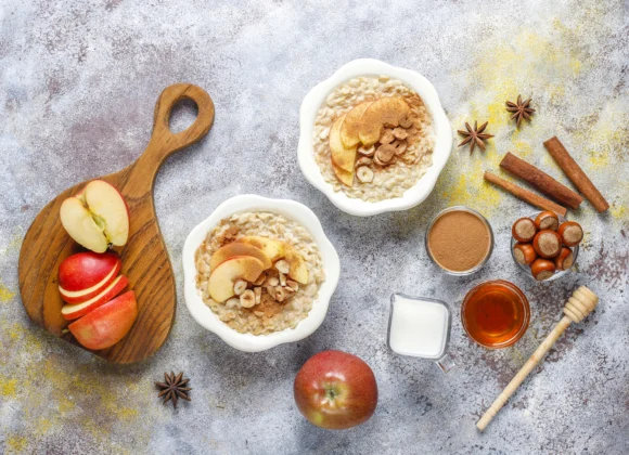 This warm apple cinnamon protein oats recipe is a cozy,