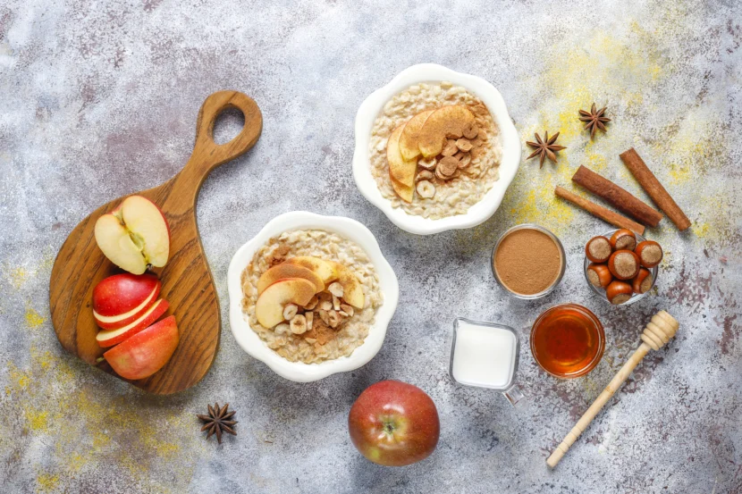 This warm apple cinnamon protein oats recipe is a cozy,