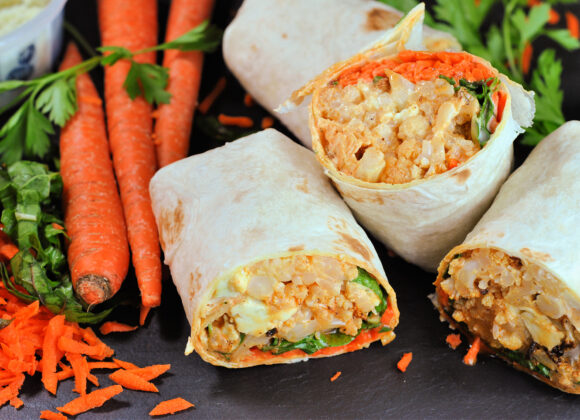 low carb buffalo cauliflower wraps