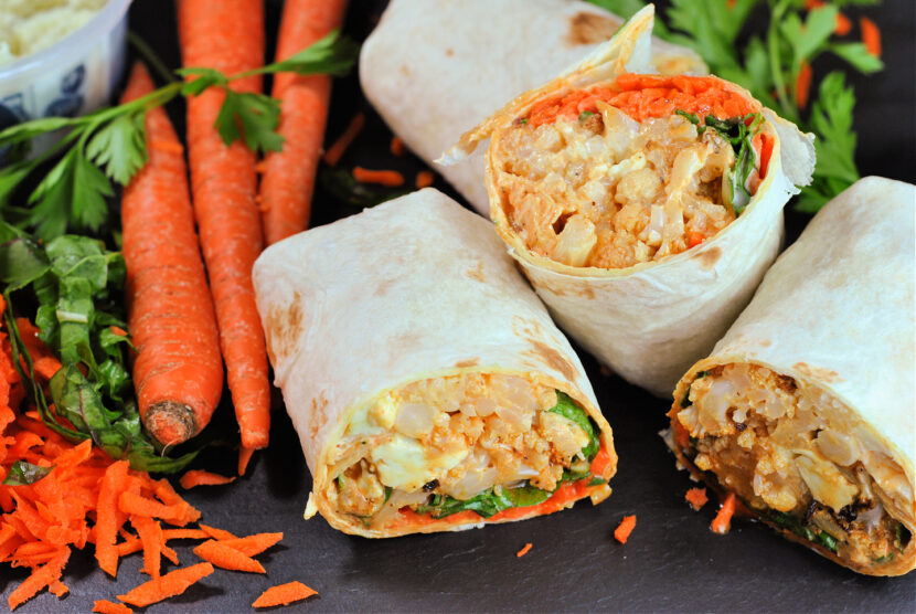 low carb buffalo cauliflower wraps