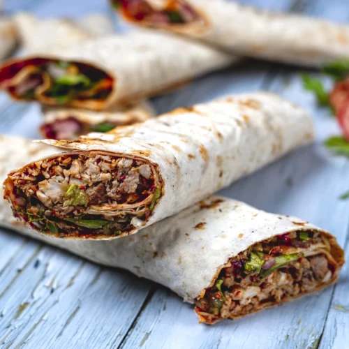 sheet pan beef kebab wraps