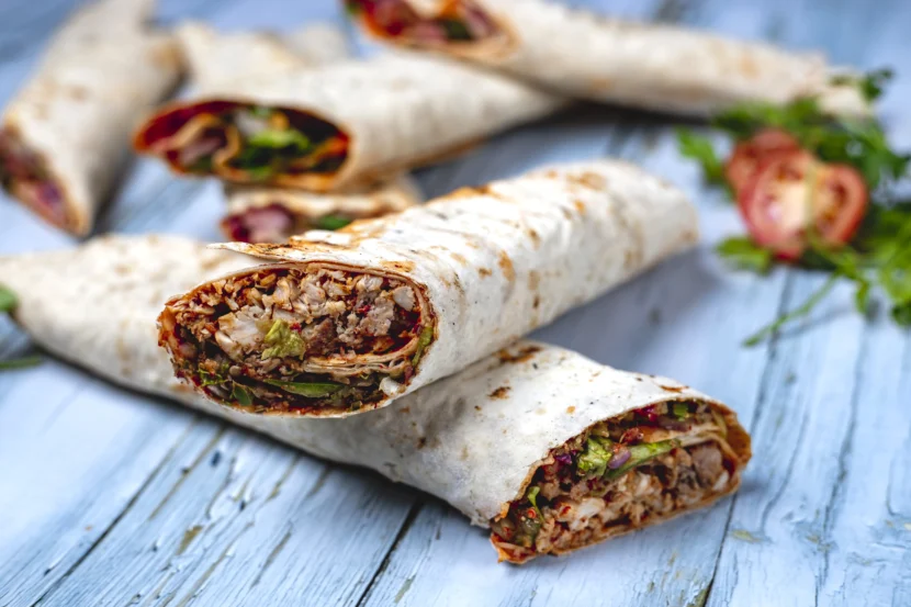 sheet pan beef kebab wraps